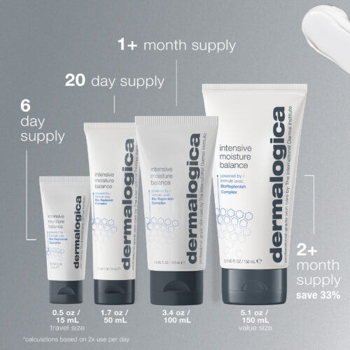 dermalogica intensive moisture balance moisturiser size comparison chart skincareme uk