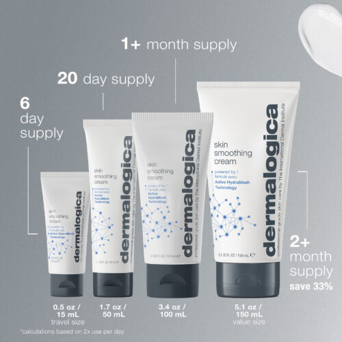 dermalogica skin smoothing cream moisturiser size comparison chart skincareme uk